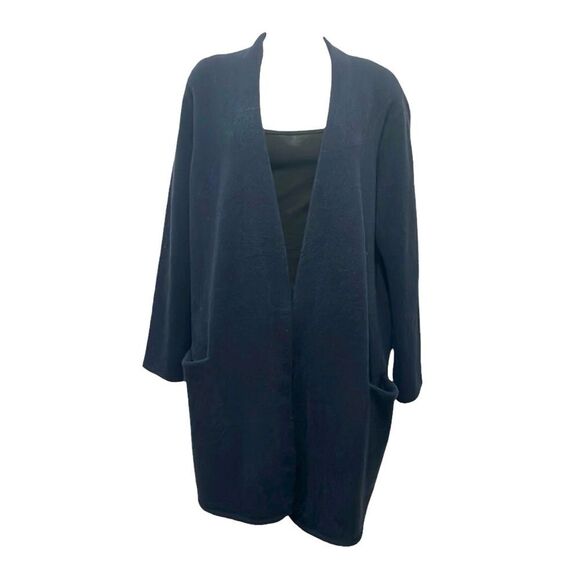 Jenni Kayne navy oversized cozy open front sweater coat yak merino blend - Picture 1 of 11